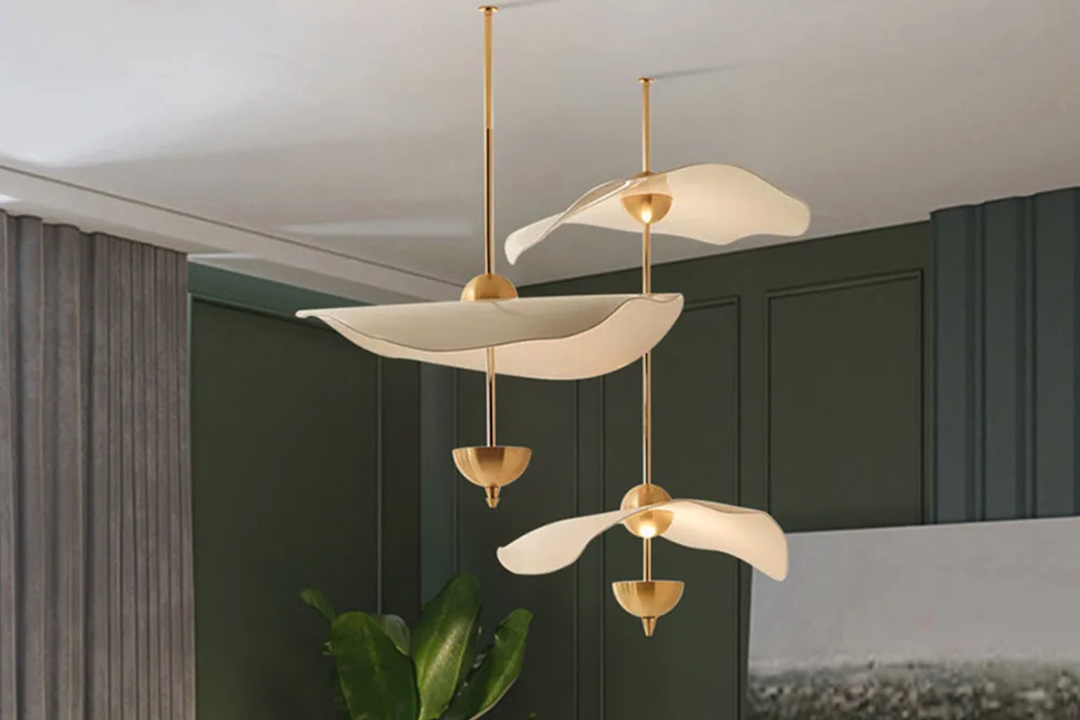 Exquisite Golden Acrylic Lotus Double Cookie Chandelier