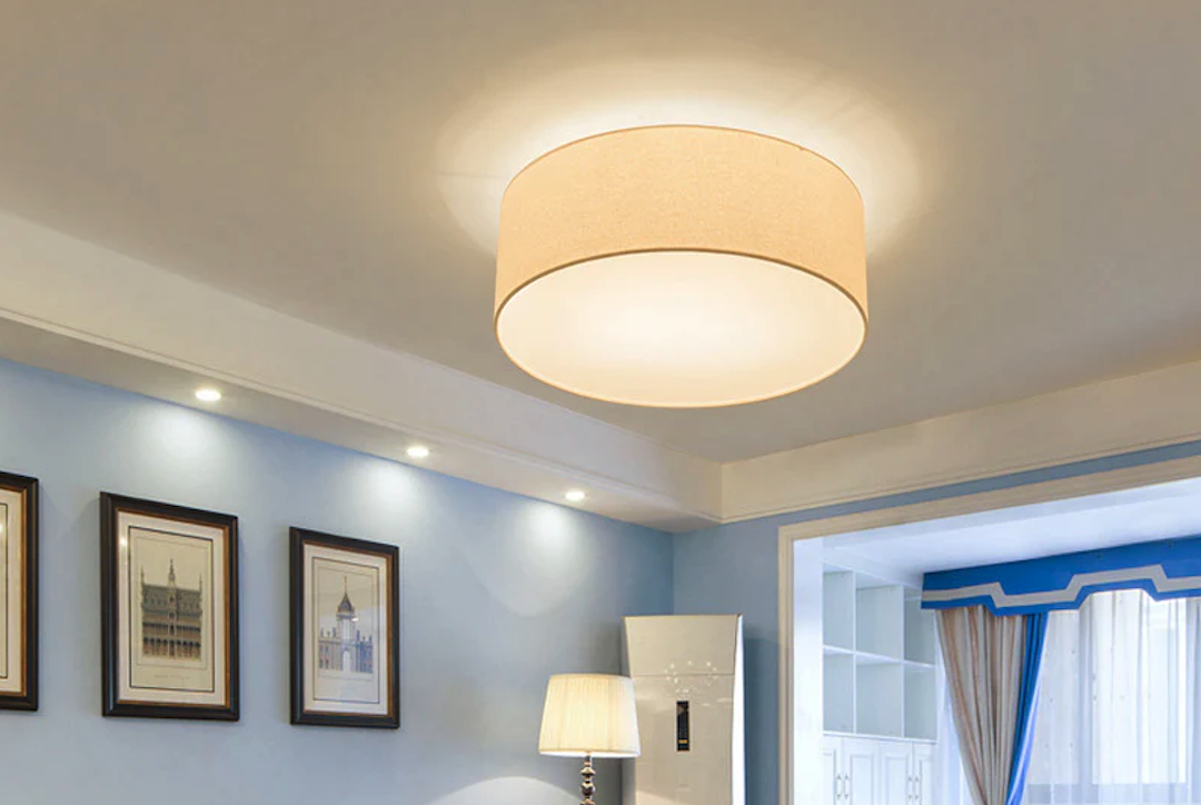 Stylish Nordic White Fabric Drum Shade Ceiling Light