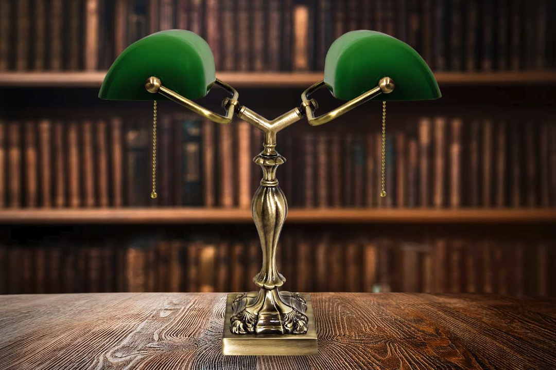 Enhance Your Home Library with a Dark Academia Brass Banker Desk Lamp