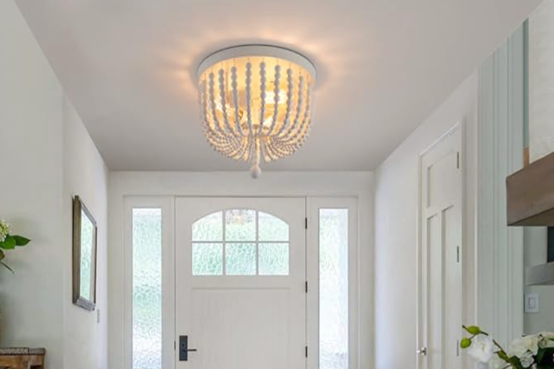 Organic Modern Wood Bead Chandelier: Perfect for Nursery Room