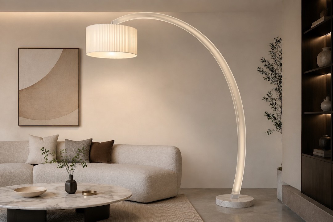 Modern Elegance: Frosted Acrylic Arc Floor Lamp for Extra Height
