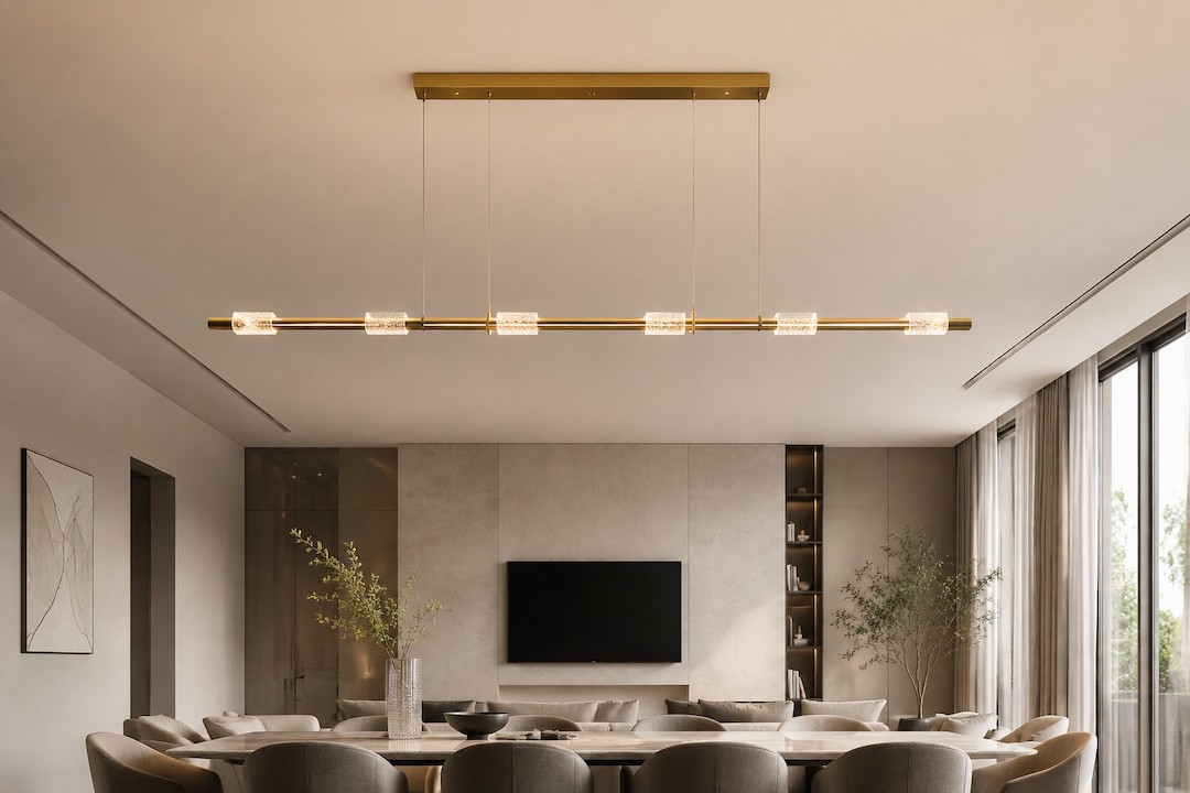 Stunning Italian Modern Linear Chandelier for High Ceilings